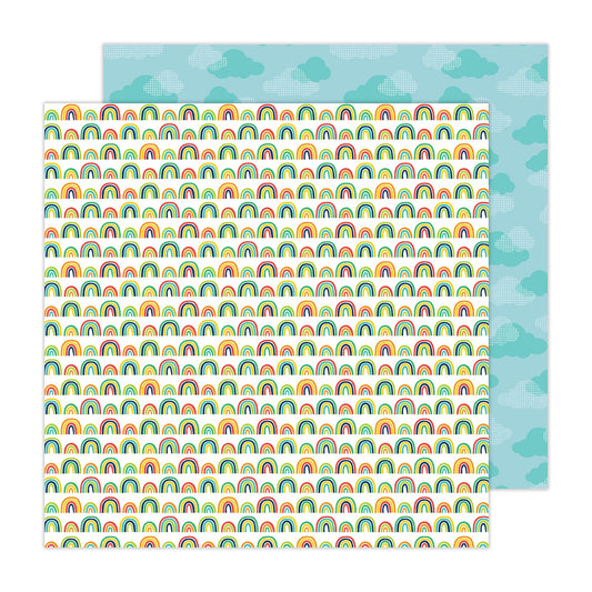 Pebbles - Cool Boy Patterned Double-Sided Cardstock 12"X12"- Rainbows