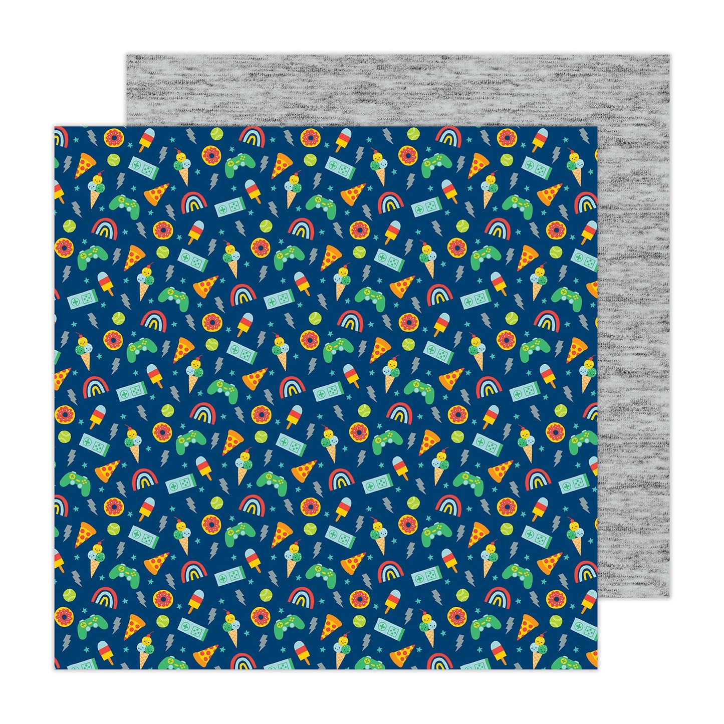 Pebbles - Cool Boy Patterned Double-Sided Cardstock 12"X12"- Fun and Games