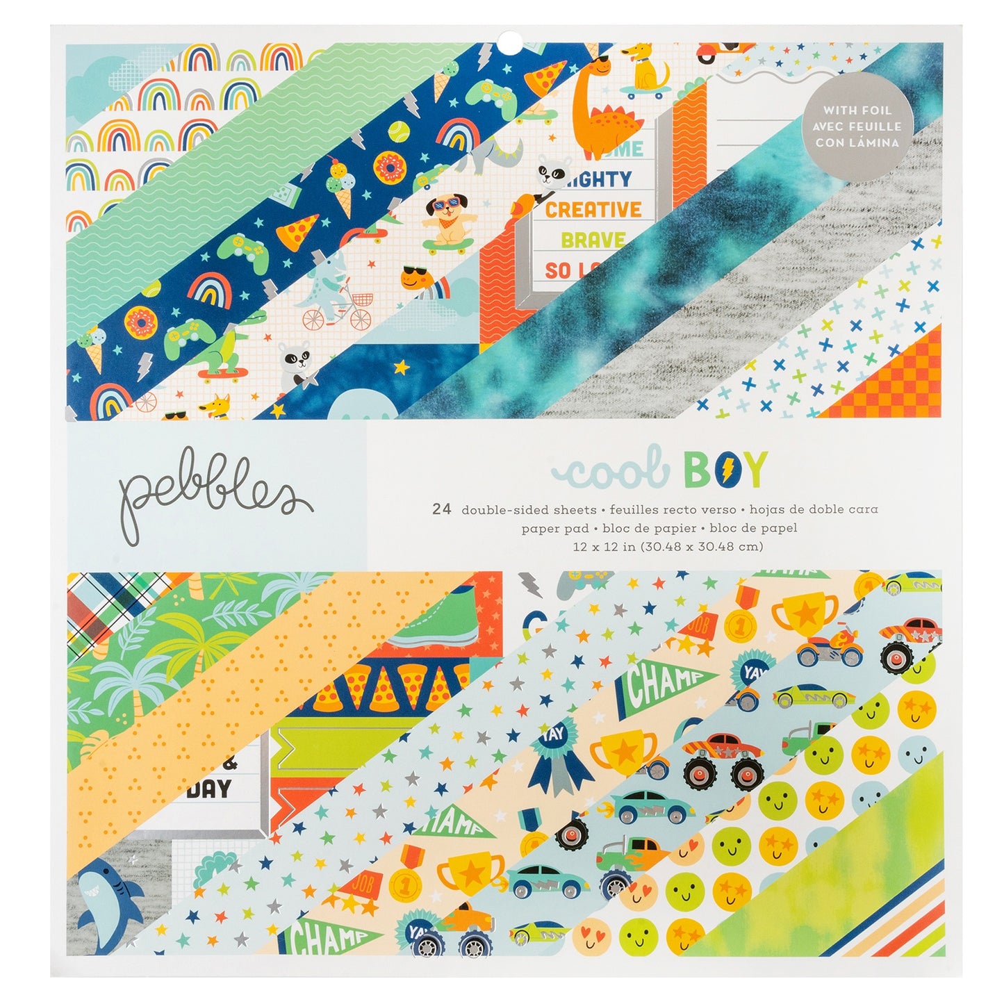 Pebbles Double-Sided Paper Pad 12"X12" 24/Pkg-Cool Boy