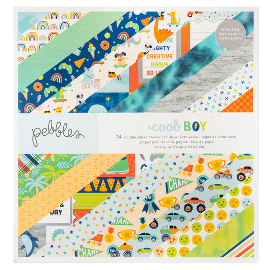 Pebbles Double-Sided Paper Pad 12"X12" 24/Pkg-Cool Boy