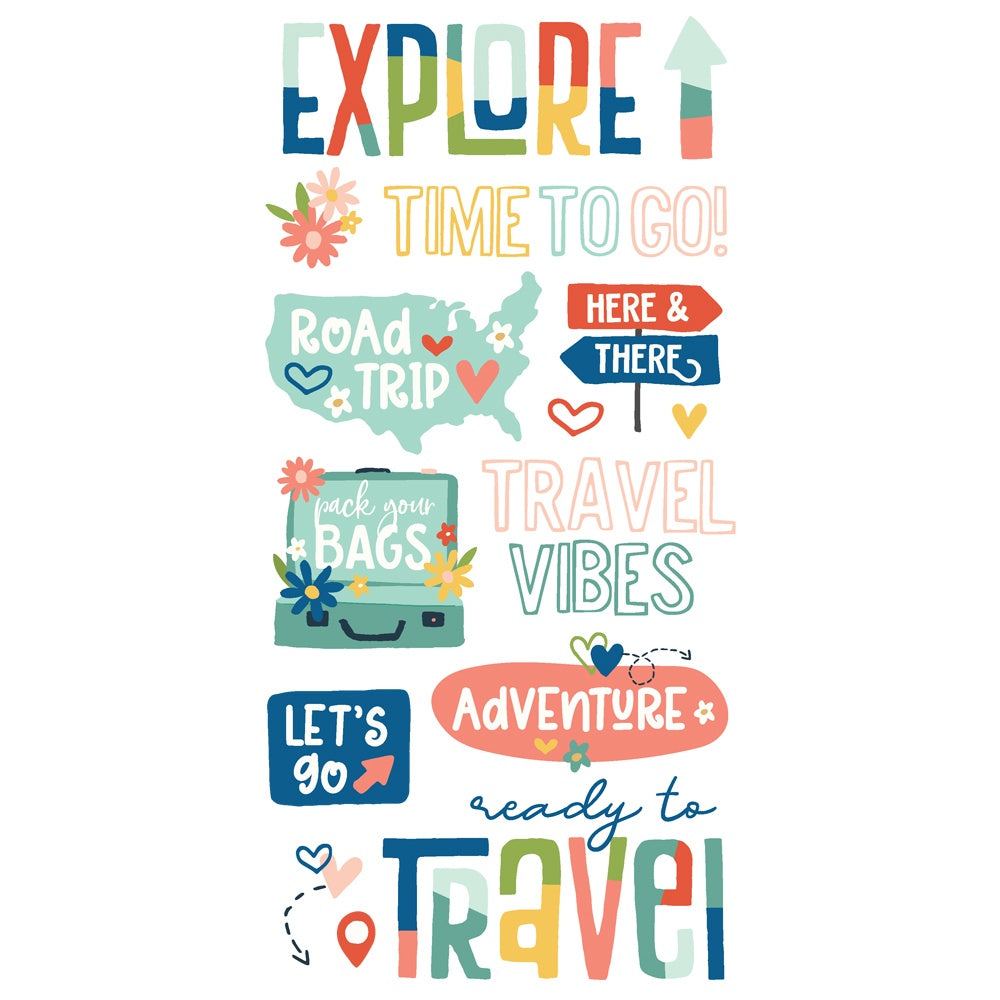 Simple Stories - Pack Your Bags - Foam Stickers