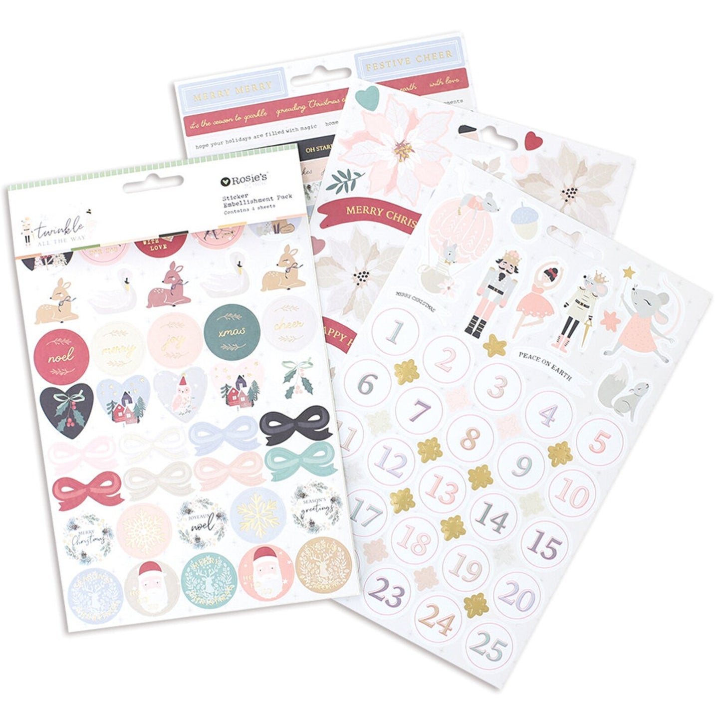 Rosie's Studio sticker embellishments, Twinkle all the way collection,