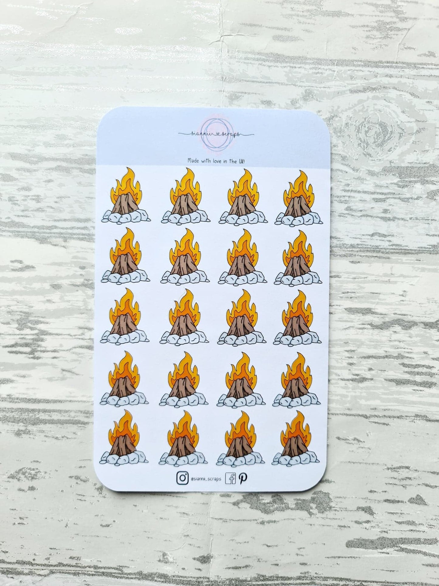 Camp fire stickers and camping stickers