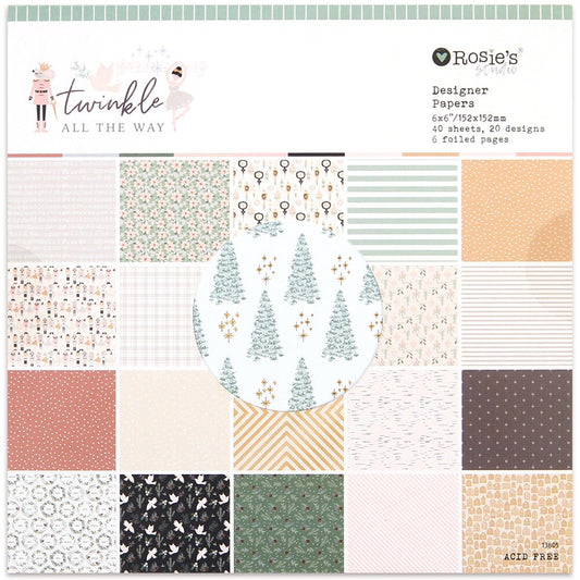 Rosie's Studio 6 x6 paper pad, Twinkle all the way collection