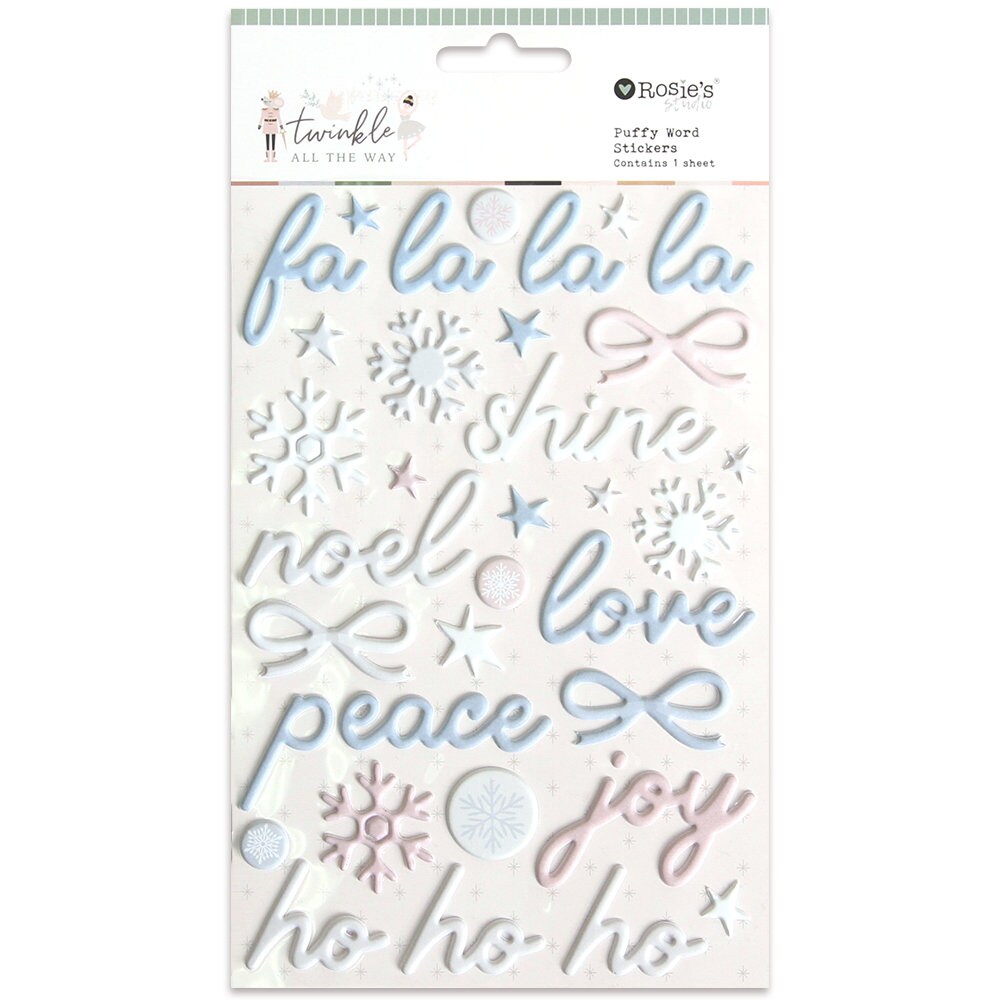 Rosie's Studio puffy word stickers, Twinkle all the way collection