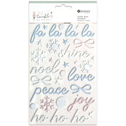 Rosie's Studio puffy word stickers, Twinkle all the way collection