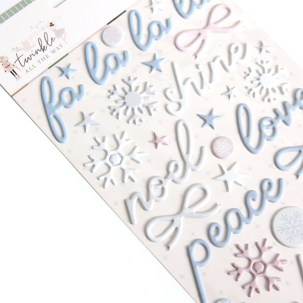 Rosie's Studio puffy word stickers, Twinkle all the way collection