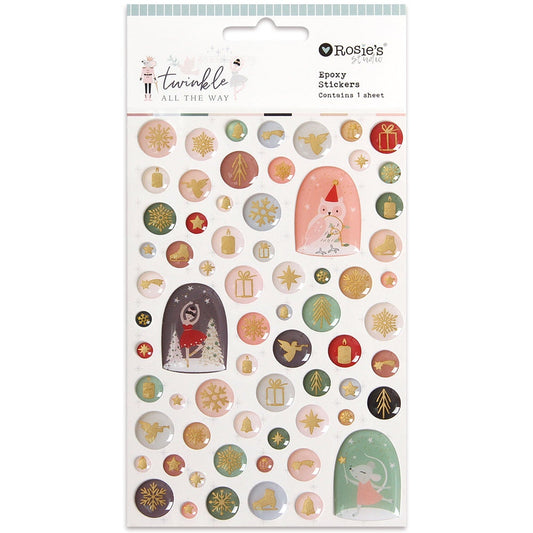 Rosie's Studio epoxy stickers, Twinkle all the way collection