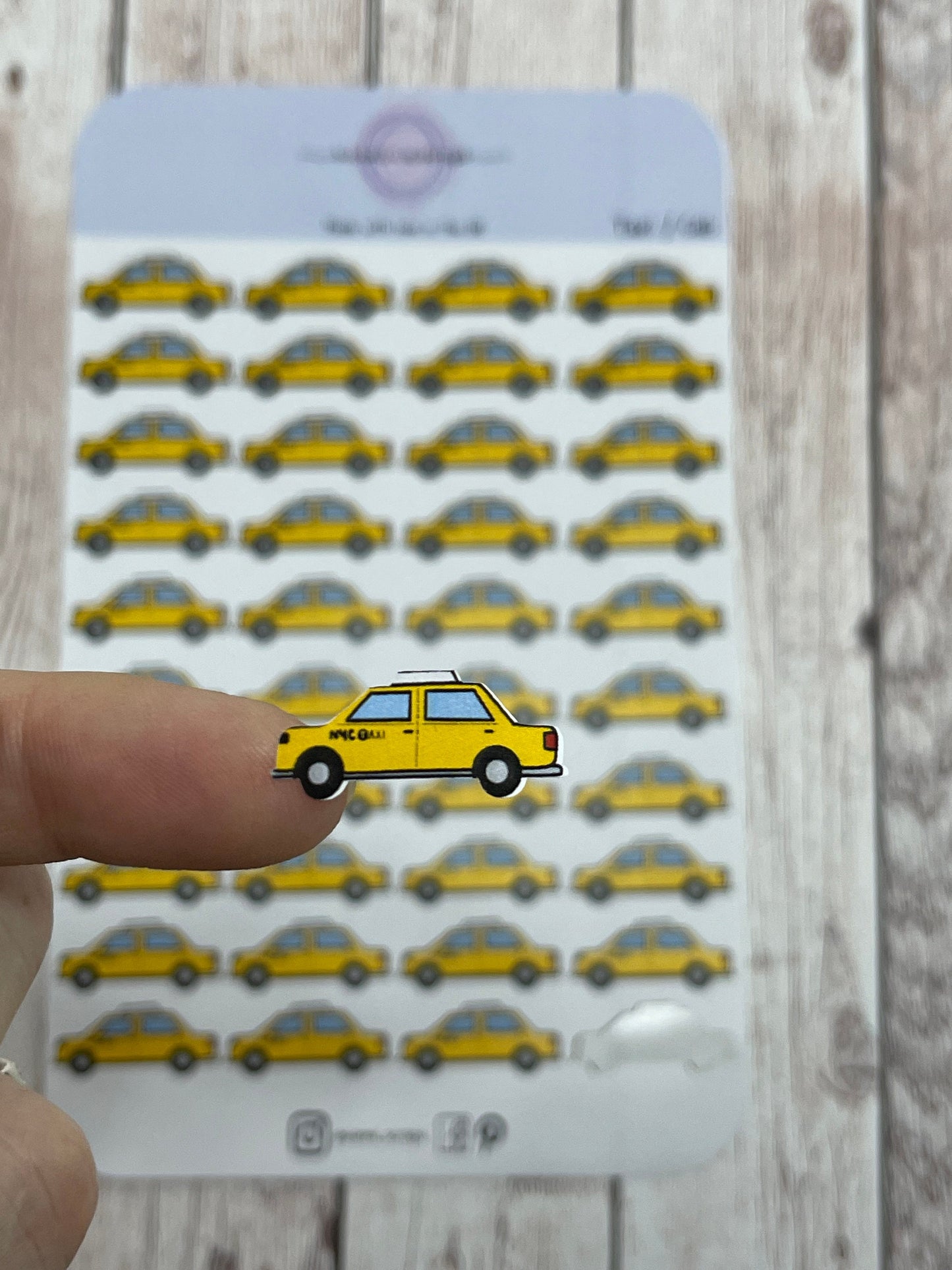 Taxi/cab/uber/lyft sticker sheet, Holiday/vacation stickers, functional planner stickers, journaling stickers, Scrapbooking stickers,