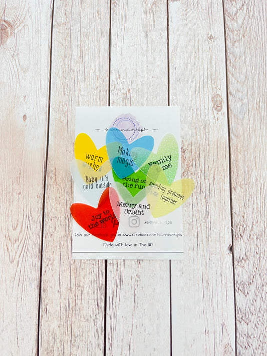 Vellum Christmas heart sentiment die Cuts