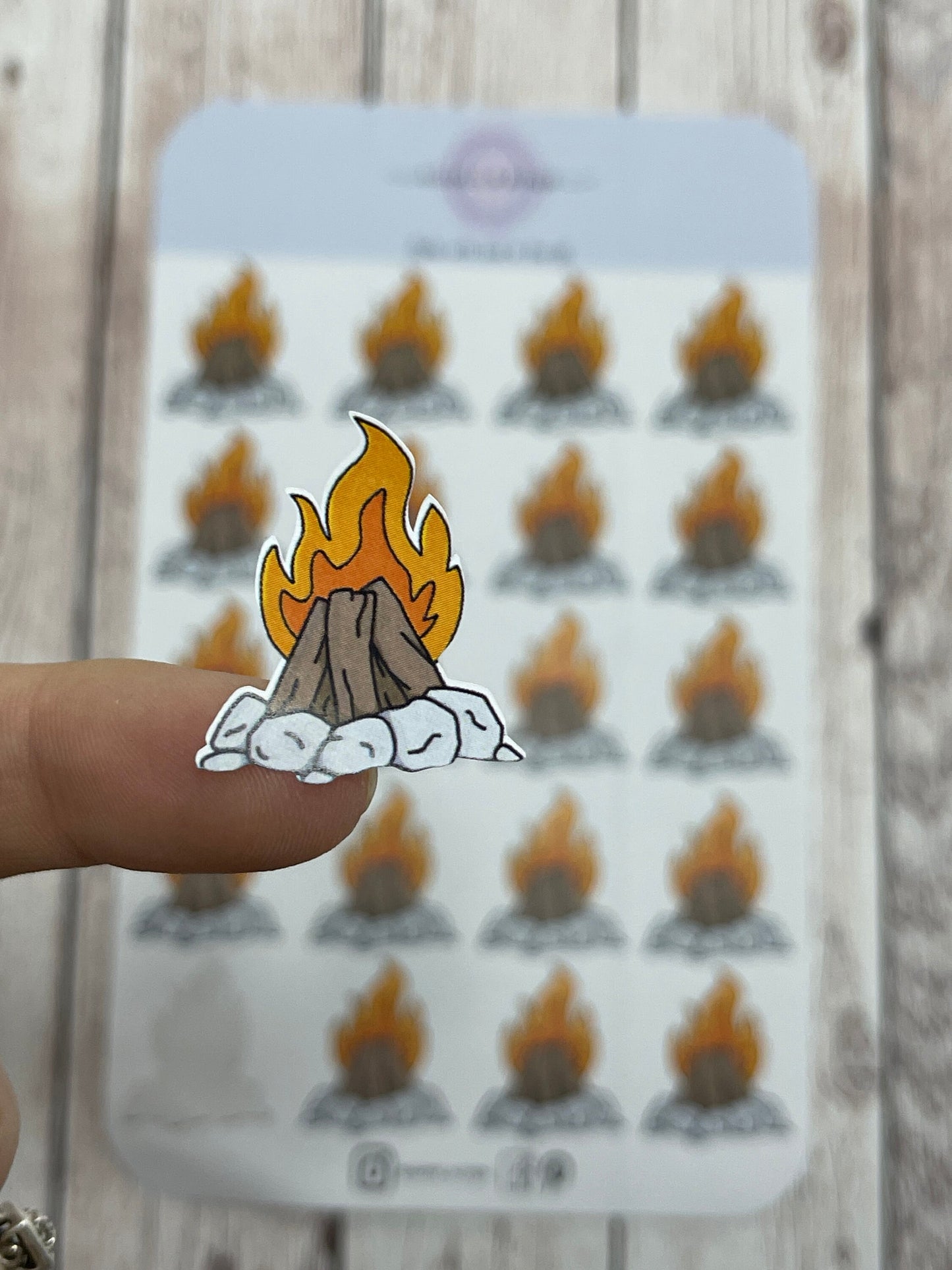 Camp fire stickers and camping stickers