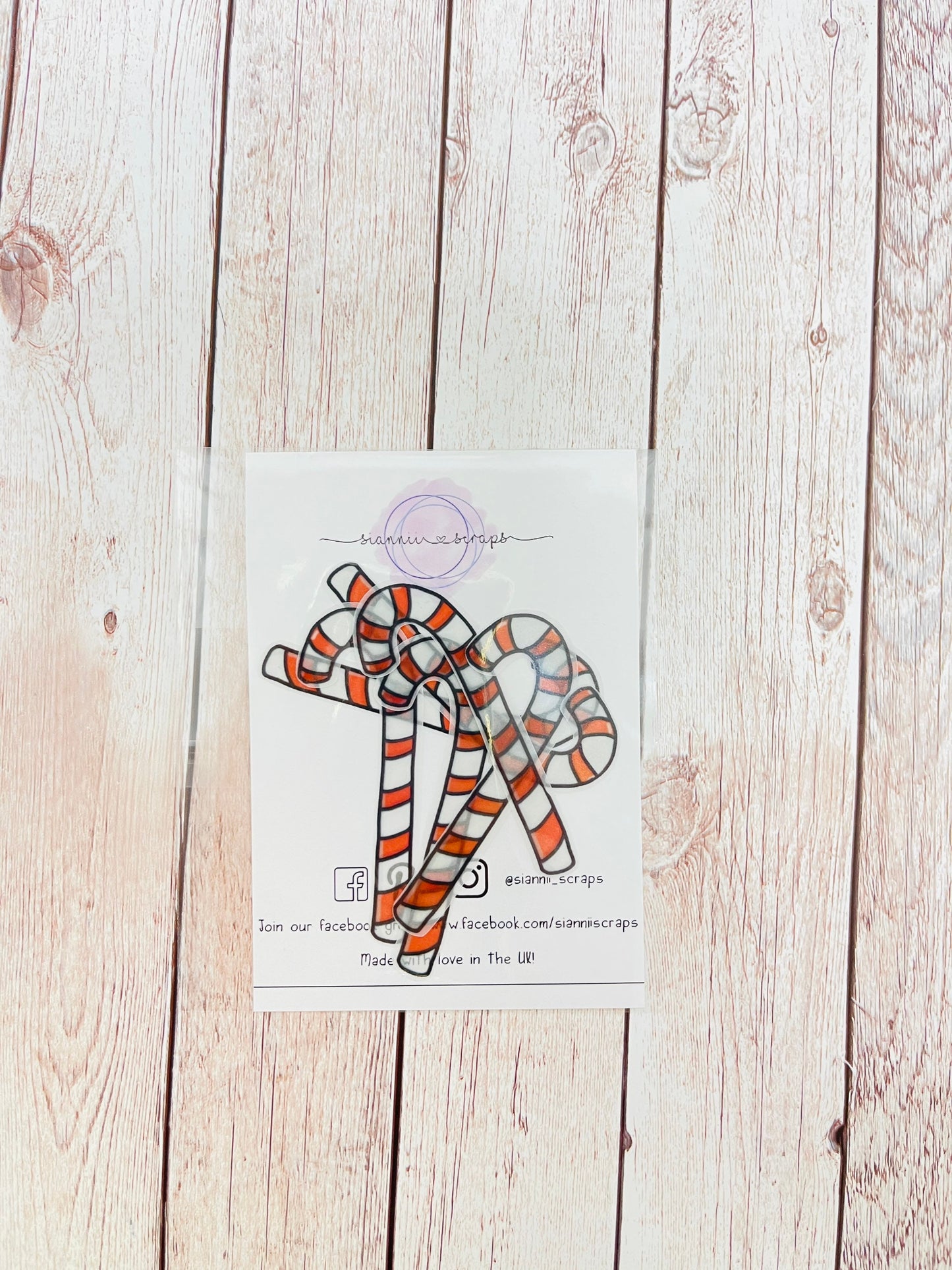 Vellum red candy cane die Cuts