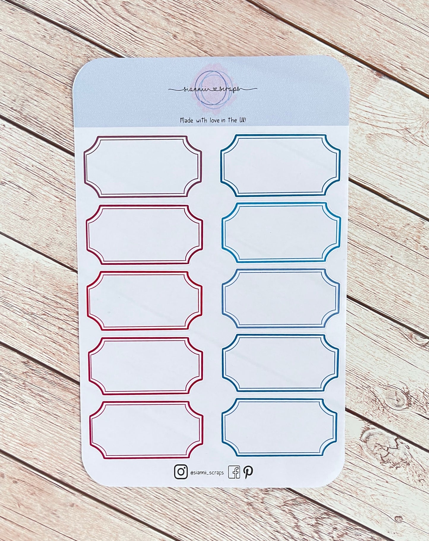 Scalloped label sticker sheet, label stickers