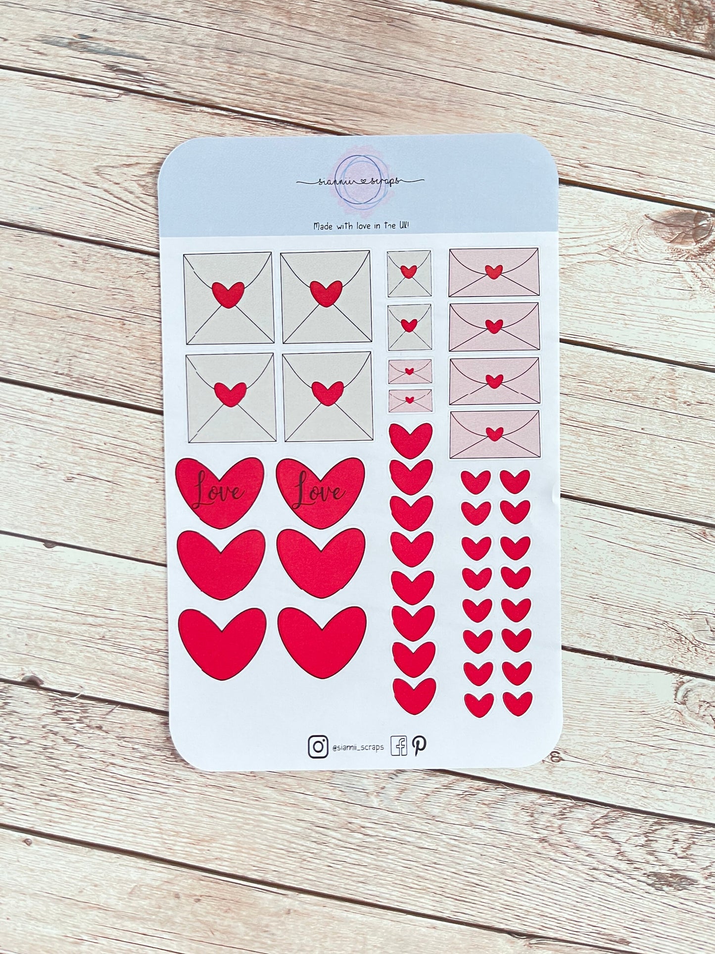 Heart and love letter sticker sheet