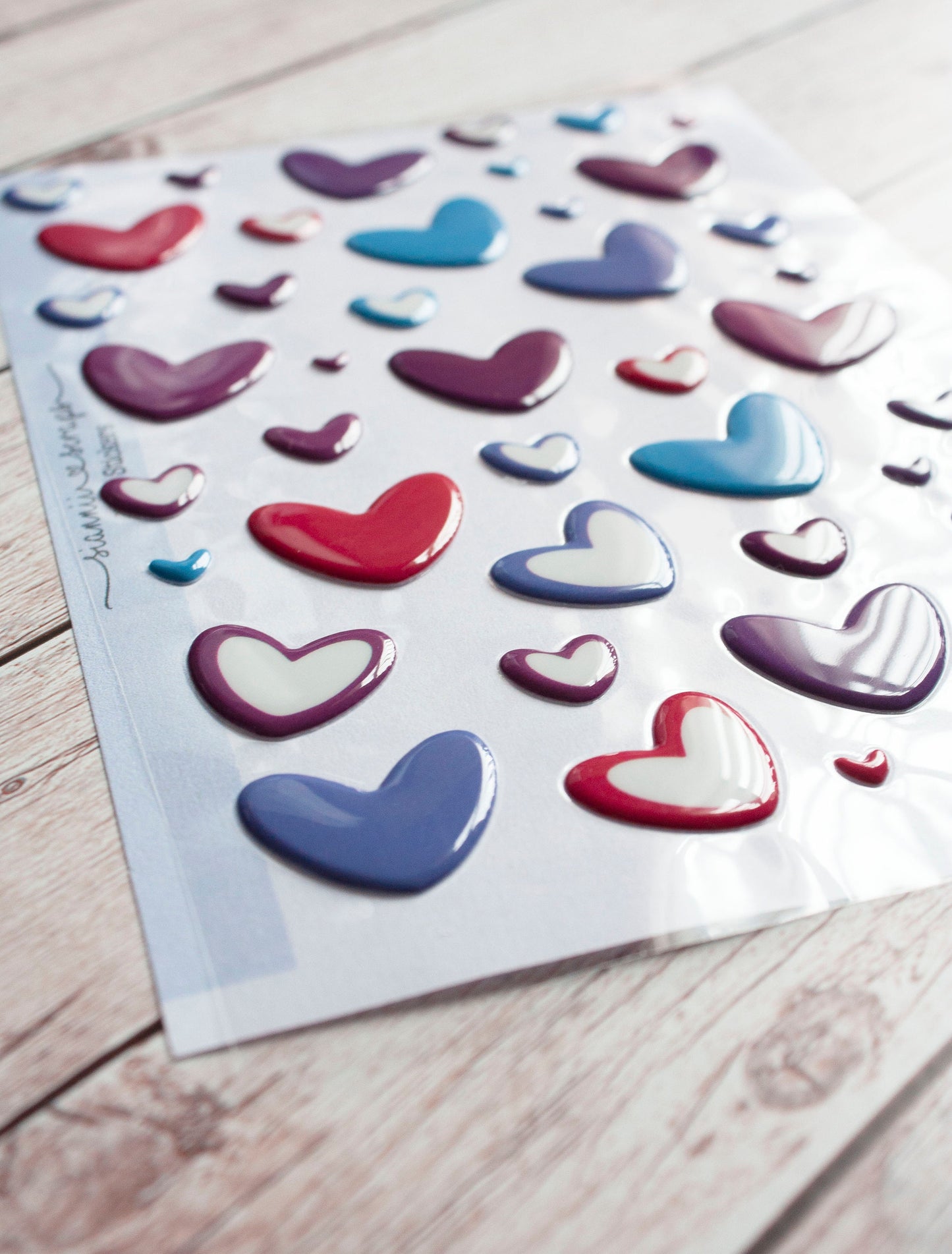 Hand Drawn Heart Puffy Stickers