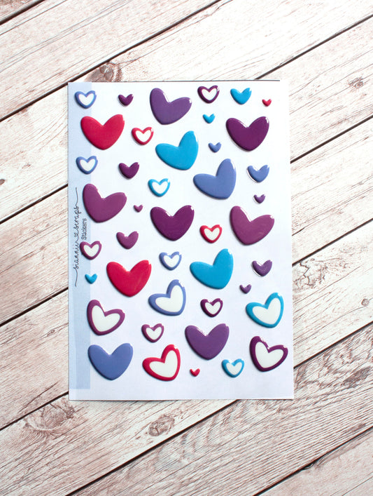 Hand Drawn Heart Puffy Stickers