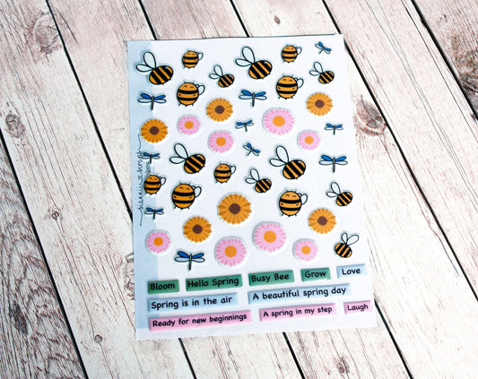 Spring Puffy Stickers, Bee stickers